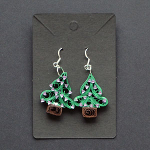 Quilled Christmas Tree Earings