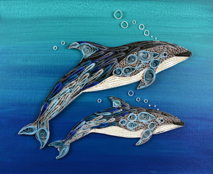 Quilled Dolphin With Offspring