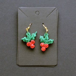Quilled Festive Holly Earings