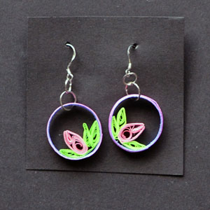 Quilled Flower In Circle Earings