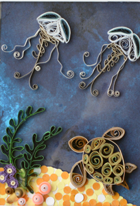 Quilled Jellyfish Hovering Off Reef