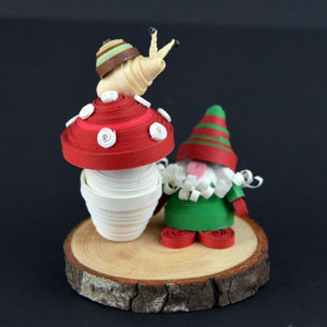 Quilled Mushroom Life Ornament