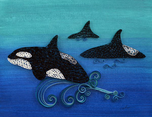 Quilled Orcas In The Mist