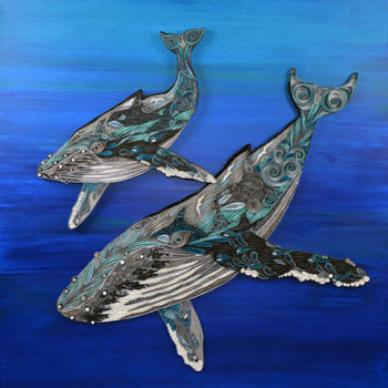 Quilled Humpback Whale With Baby